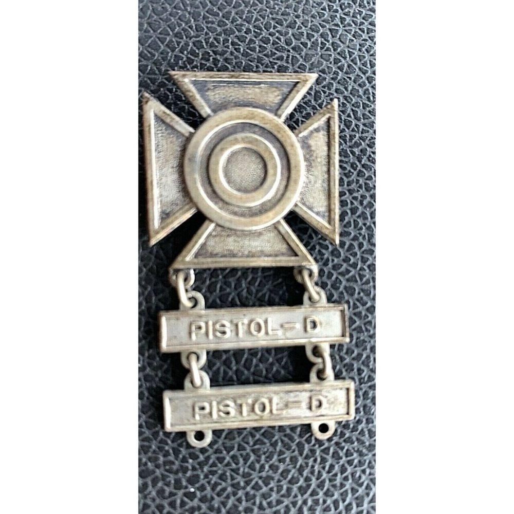 VTG Sterling Silver 10g USAF MILITARY Pre WW II Gunner PISTOL  Pin Award 1925